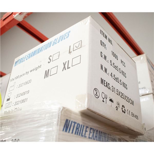 CASE WITH 1000 SIZE LARGE NITRILE EXAM GLOVES