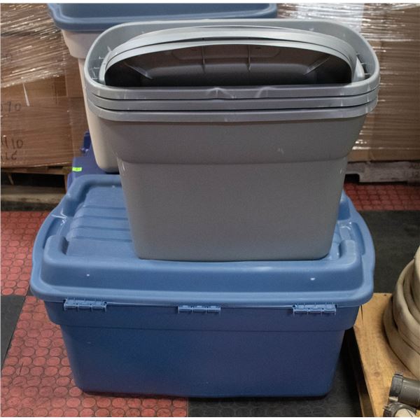 3 GREY BINS WITH LIDS