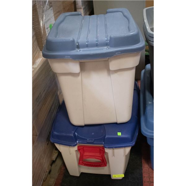 2 TAN BINS WITH LIDS