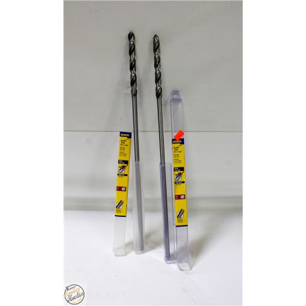 2 X IRWIN 1/2 INCH-18 INCH WIRE PULLING DRILL BITS