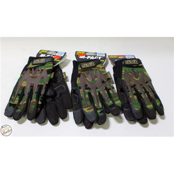 3 CAMOFLAUGED IMPACT RESISTENT GLOVES SZ M