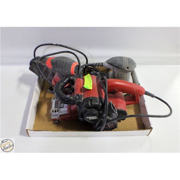 BELT SANDER AND 2 PALM SANDERS
