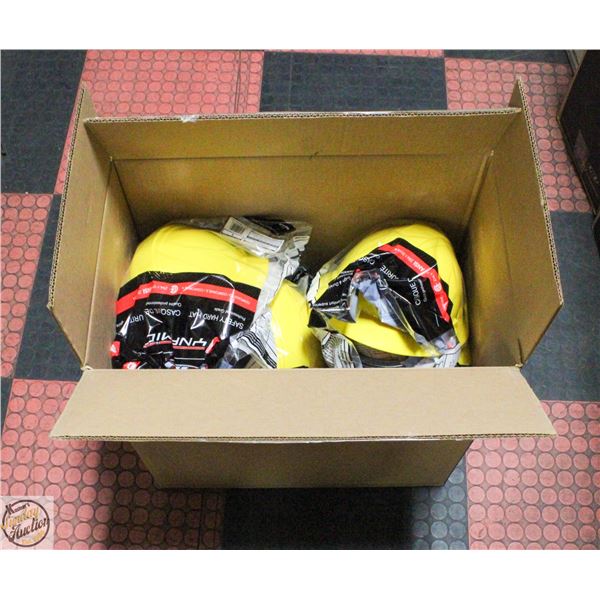 BOX OF NEW CSA APPROVED HARD HATS