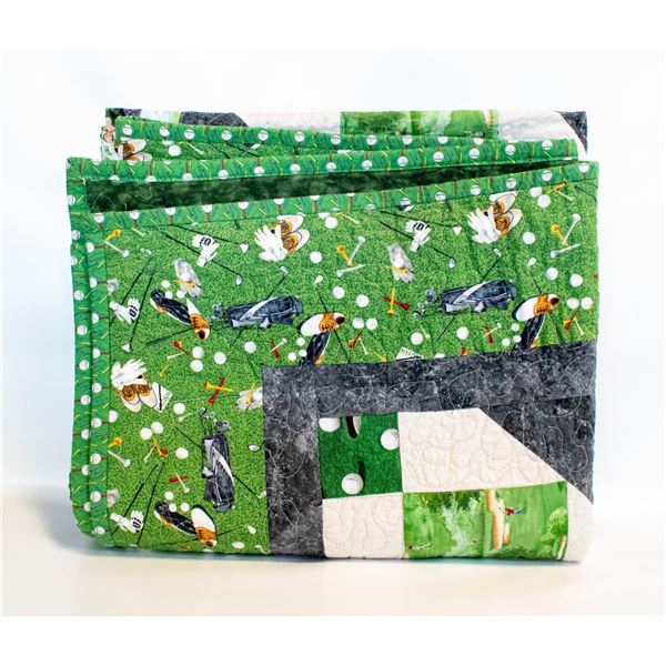 ESTATE HANDMADE GOLF THEMED QUILT