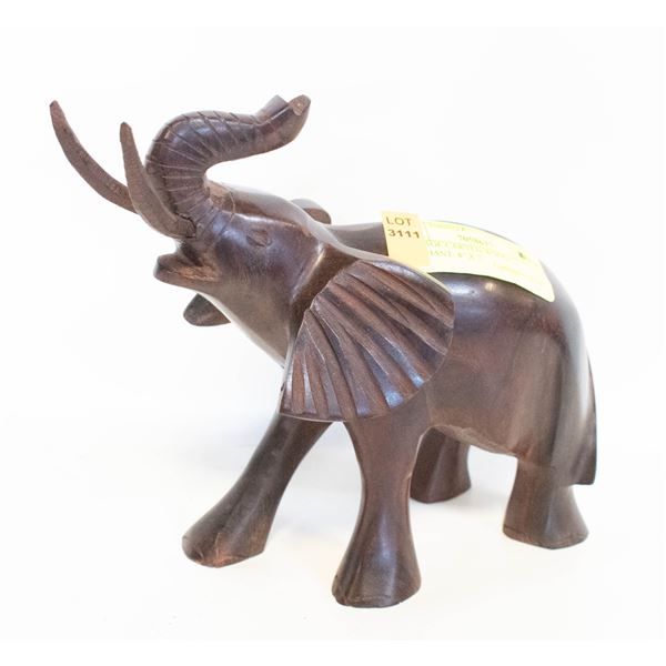 VINTAGE CARVED WOOD ELEPHANT- 8" X 7"