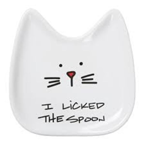 BRAND NEW BLOBBY CAT LICKED THE SPOON 5" CERAMIC S