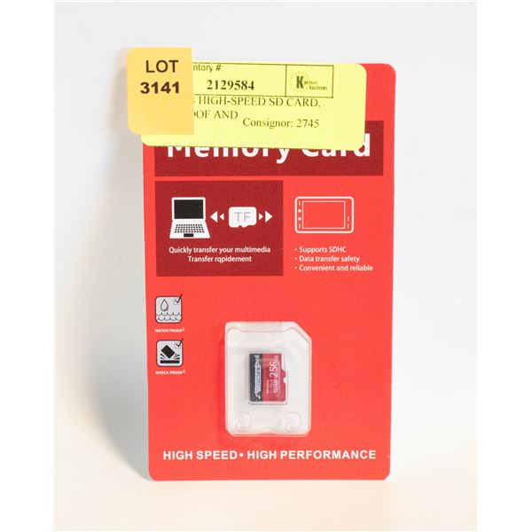 NEW 256GB HIGH-SPEED SD CARD, WATERPROOF AND