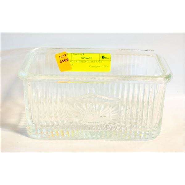 VINTAGE RIBBED GLASS SALT CELLAR