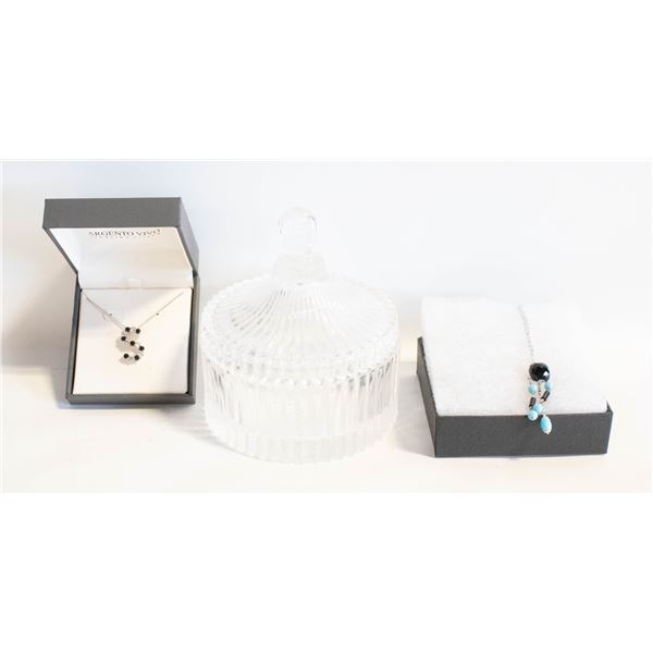 2 STERLING .925 NECKLACES/GLASS AND POWDER/JEWELRY