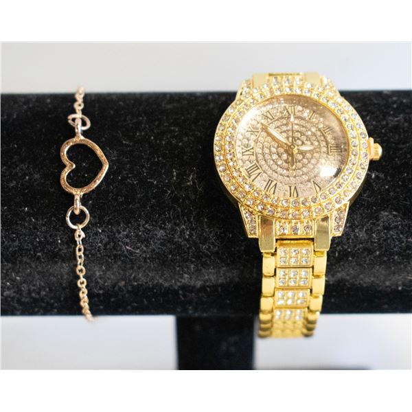NEW 2PCS WOMEN'S WATCH AND BRACELET