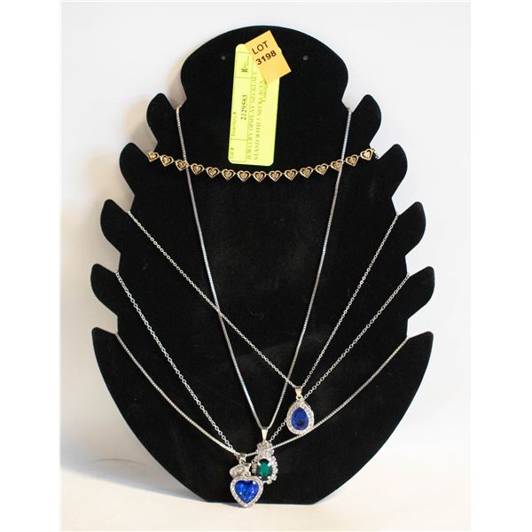 JEWELRY DISPLAY NECKLACE STAND WITH 5 NECKLACES