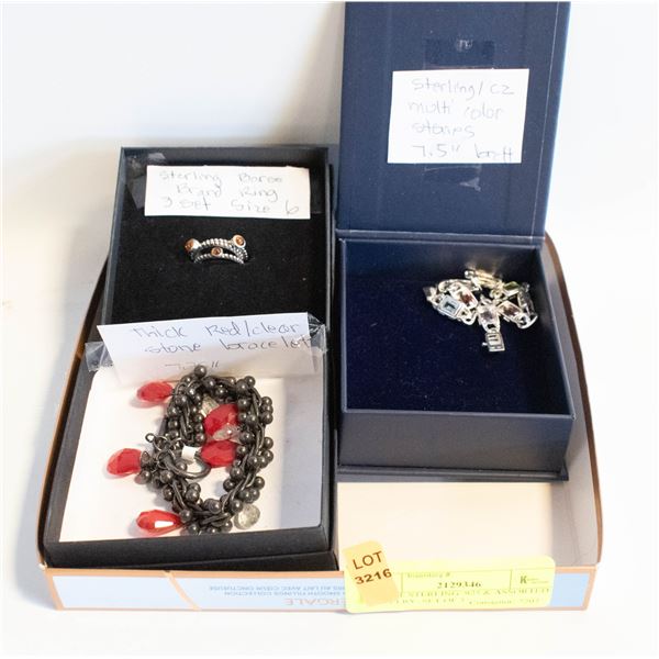 LOT OF STERLING .925 & ASSORTED JEWELRY. SET OF 3