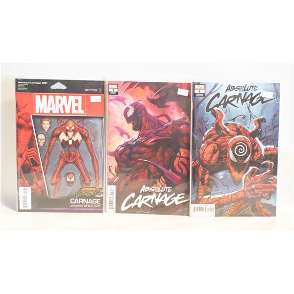 3 ABSOLUTE CARNAGE #1 VARIANTS