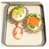 Image 1 : 3 BROACHES ONE CAMEO
