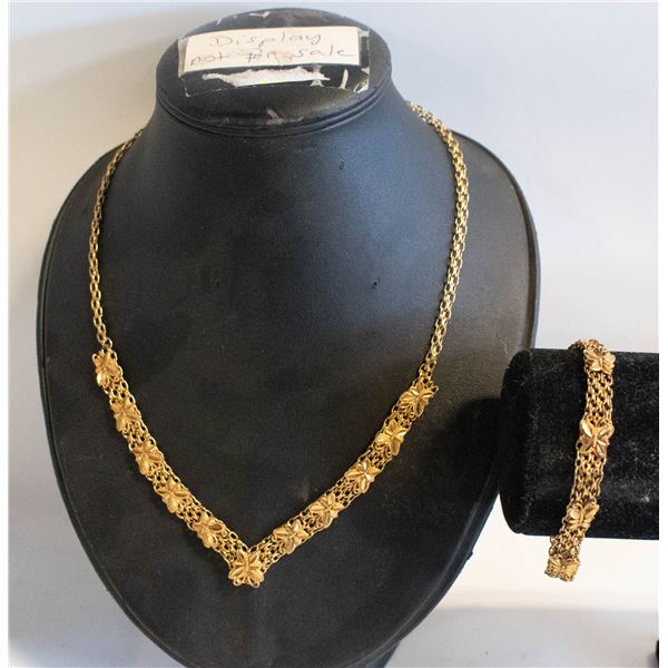 GOLD PLATED NECKLACE+BRACELET BUTTERFLY THEME SET