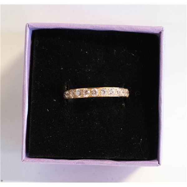 LADIES GOLD PLATED TITANIUM RING JEWELED SZ 8