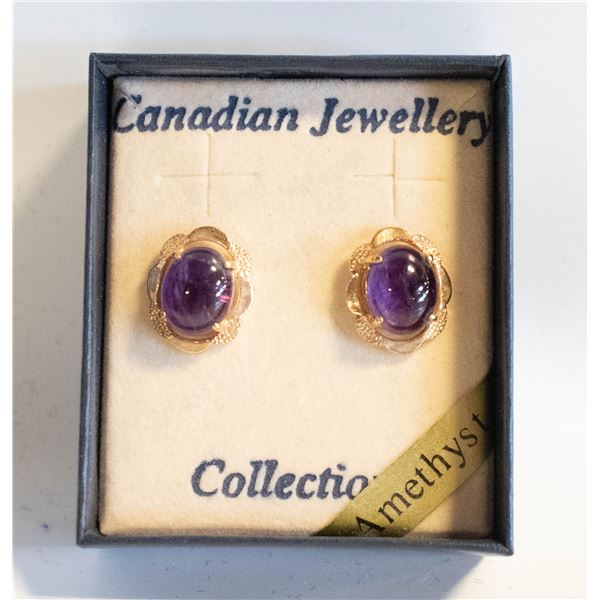 GOLD PLATED AMETHYST EARRINGS SET
