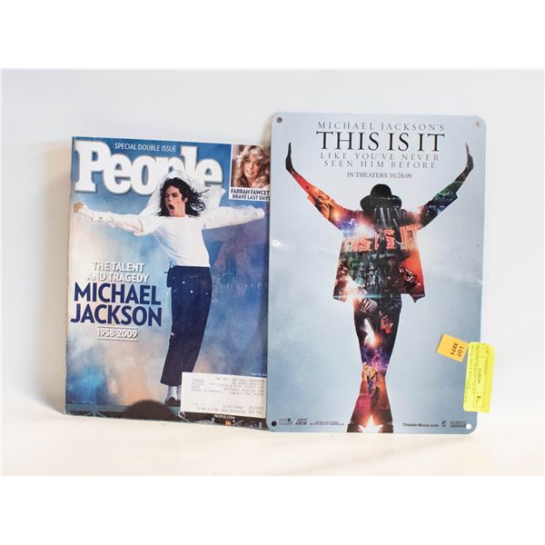 MICHAEL JACKSON THIS IS IT METAL SIGN & MAGAZINE