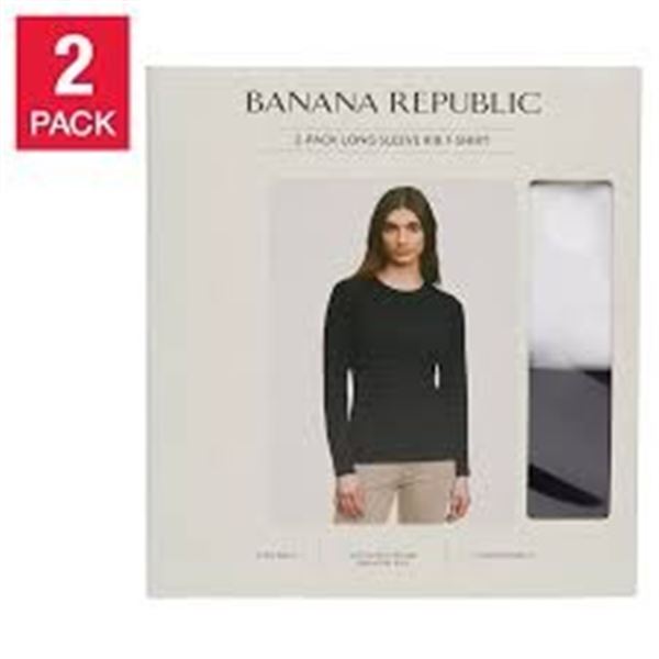 NEW BANANA REPUBLIC 2PK LONG SLEEVE RIB SHIRT LARG