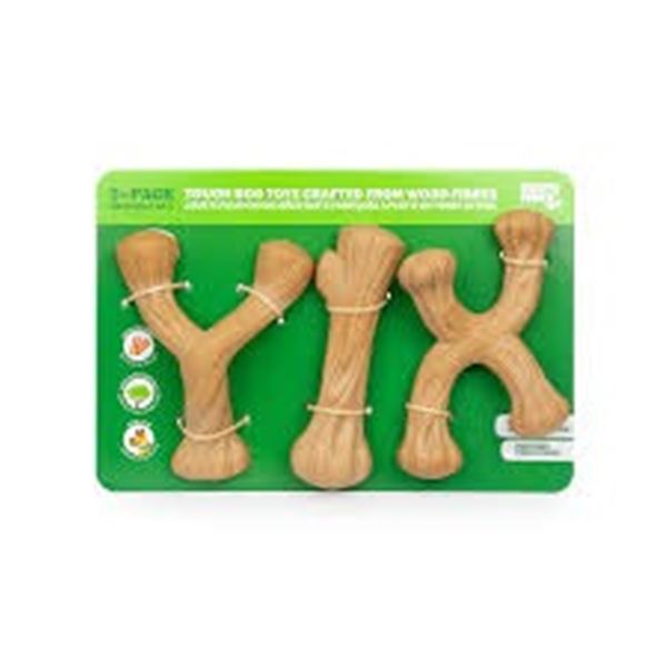 NEW 3PK TOUCH DOG TOYS CRAFTED FROM WOOD FIBRES