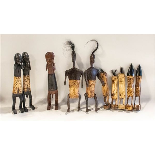 10 HAND CARVED AFRICAN FIGURES
