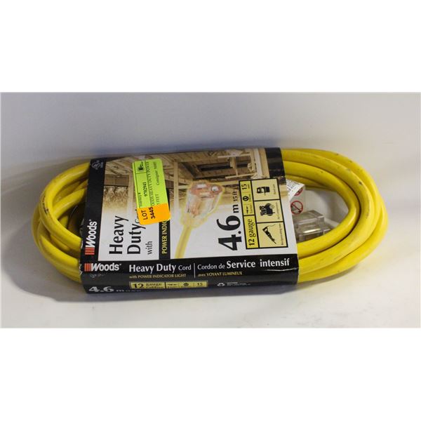 NEW WOODS HEAVY DUTY POWER CORD 15 FEET