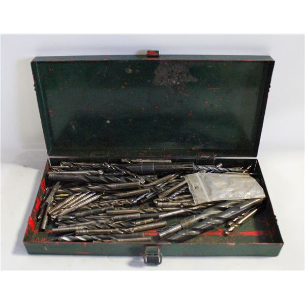 LOT OF VARIOUS DRILL BITS IN METAL CASE