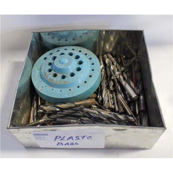 LOT OF VARIOUS DRILL BITS IN METAL CASE