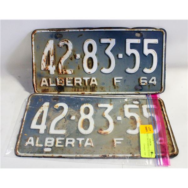 MATCHING 1964 ALBERTA LICENSE PLATES