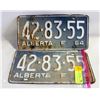 MATCHING 1964 ALBERTA LICENSE PLATES