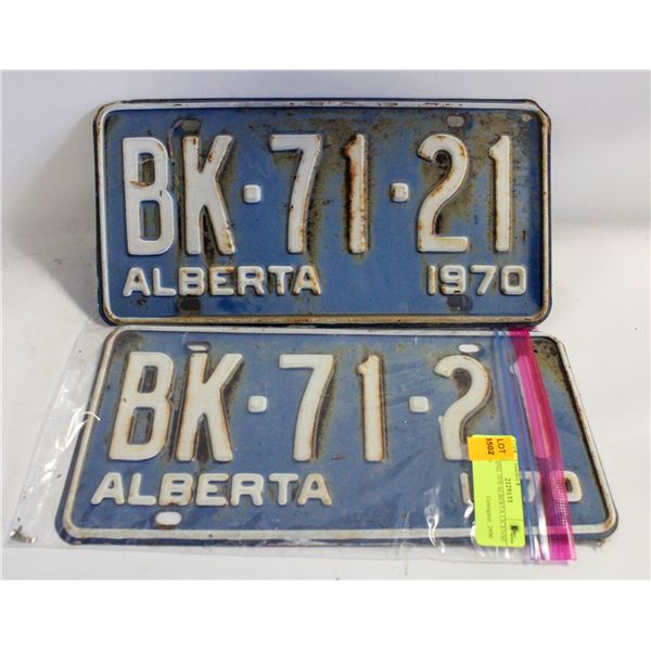 MATCHING 1970 ALBERTA LICENSE PLATES
