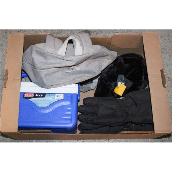 COLEMAN COOLER, WINTER GLOVES, ICE SPIKE