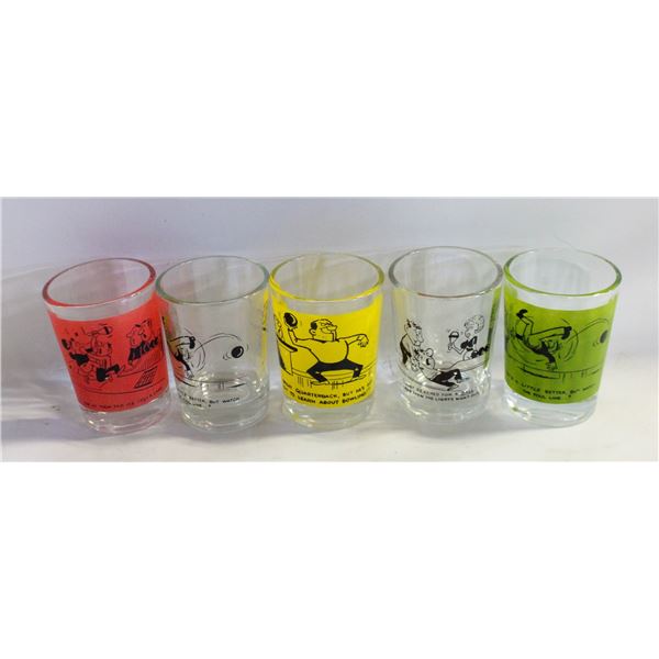 VINTAGE "BOWLING" NOVELTY SHOT GLASSES (5)