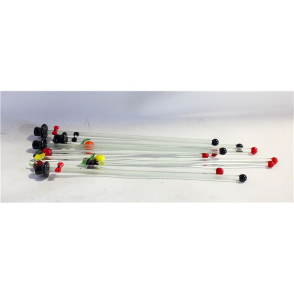 VINTAGE GLASS SWIZZLE STICKS- LOT OF 10