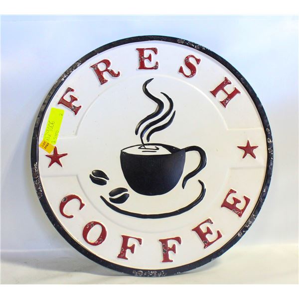 2 "COFFEE SHOP" STYLE WALL SIGNS CANVAS & METAL