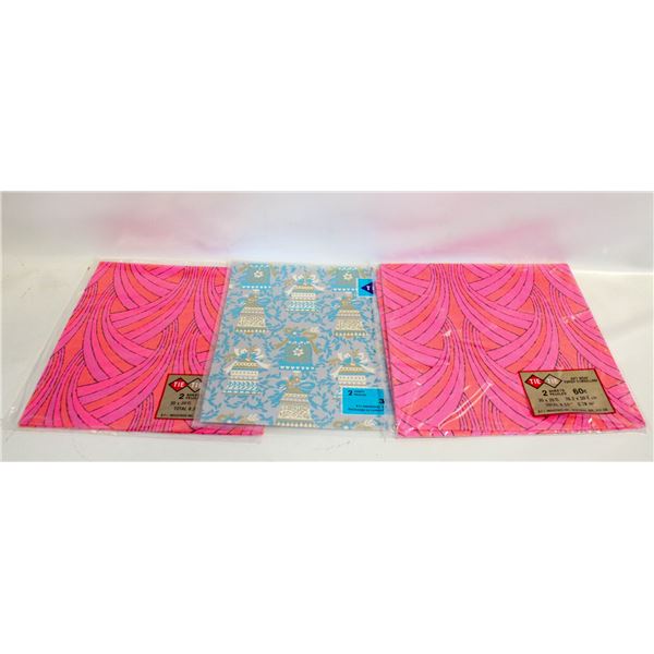 VINTAGE 60'S TIE-TIE WRAPPING PAPER- NEW- LOT OF