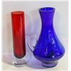 Image 1 : VINTAGE COBALT BLUE/RUBY RED VASES- SET OF 2