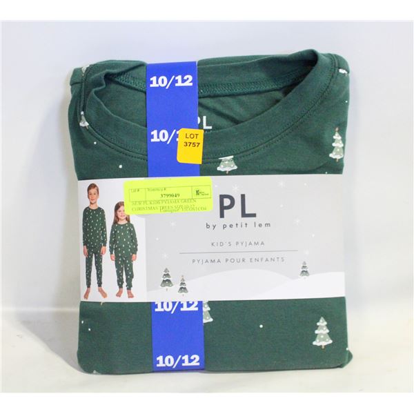 NEW PL KIDS PYJAMA GREEN CHRISTMAS TREES SIZE10-12
