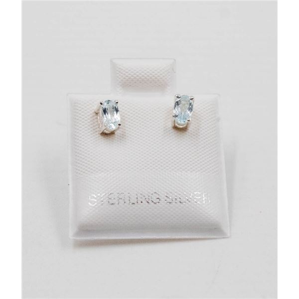 #29-NATURAL SKY BLUE TOPAZ STUD EARRINGS