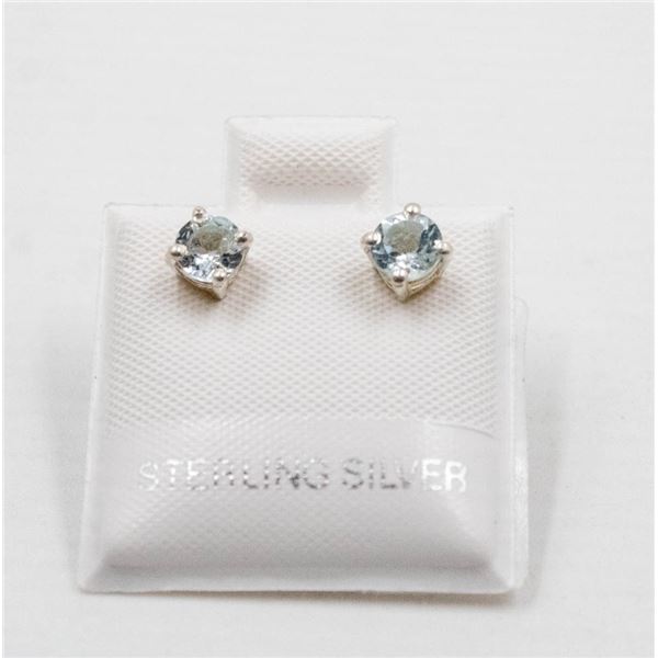 #32-NATURAL SKY BLUE TOPAZ STUD EARRINGS