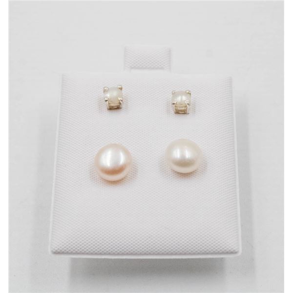 #189-NATURAL AKOYA PEARL STUD EARRINGS 2 PAIRS