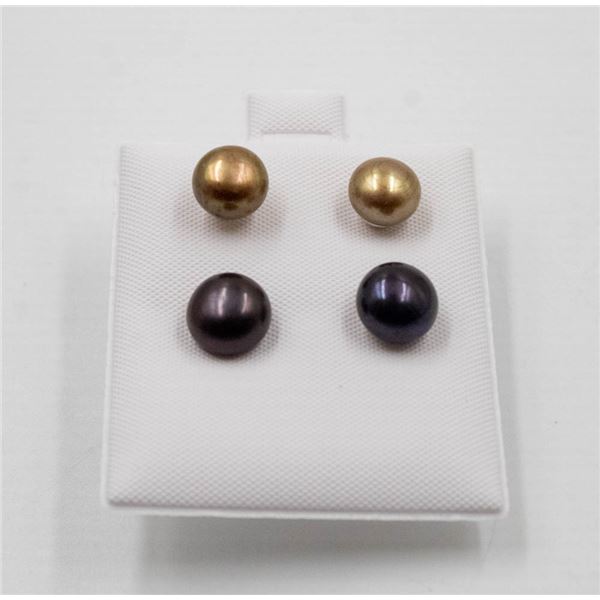 #170-NATURAL AKOYA PEARL STUD EARRINGS 2 PAIRS