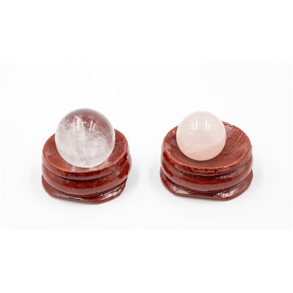 #227- NATURAL PINK ROSE QUARTZ & CLEAR ASPHEREBALL