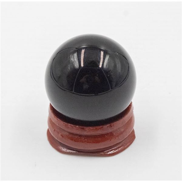 #222-NATURAL BLACK OBSIDIAN SPHERE BALL +STAND