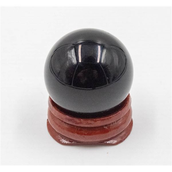 #224-NATURAL BLACK OBSIDIAN SPHERE BALL +STAND