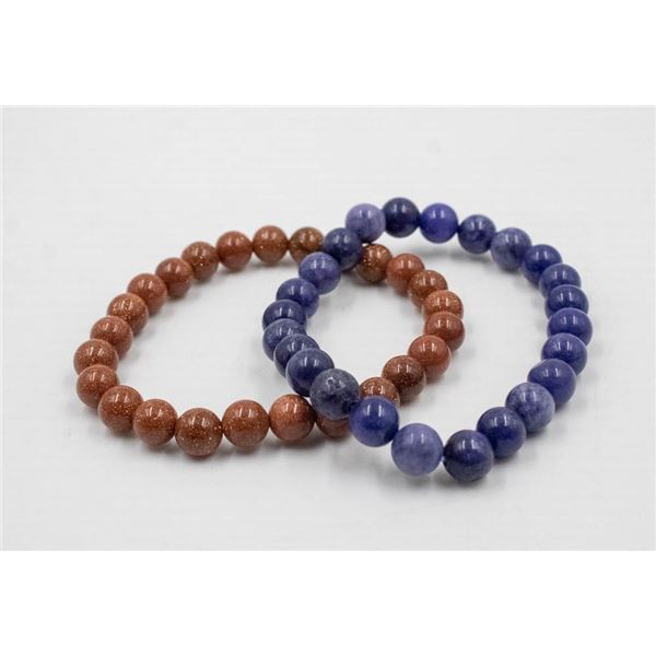 #217-NATURAL SANDSTONE & LAPIZ BRACELET