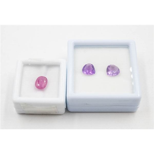 #296-NATURAL RED RUBY 2.93CT & AMETHYST 3.00CT