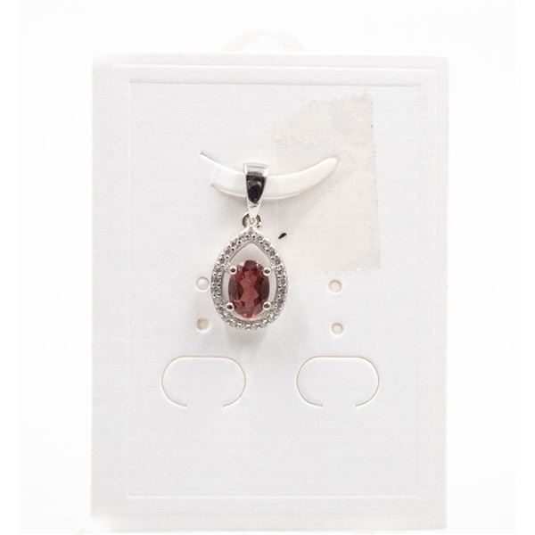 #117-NATURAL GARNET & CZ PENDANT