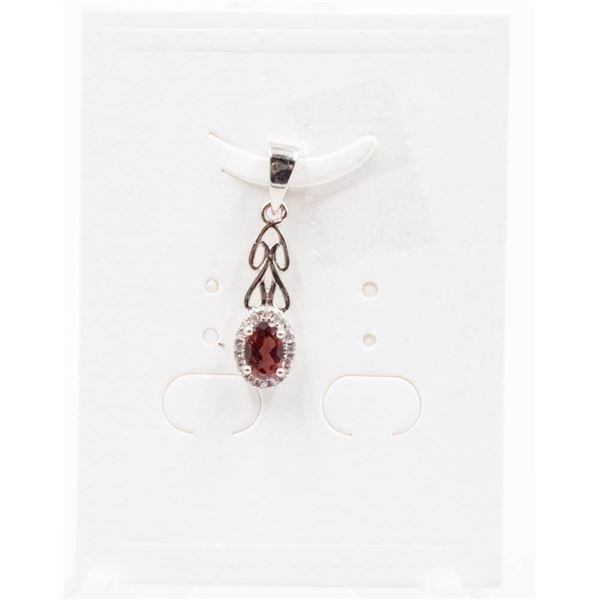 #122-NATURAL GARNET & CZ PENDANT