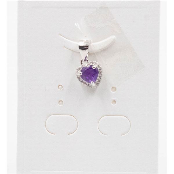 #81-NATURAL AMETHYST & CZ  PENDANT
